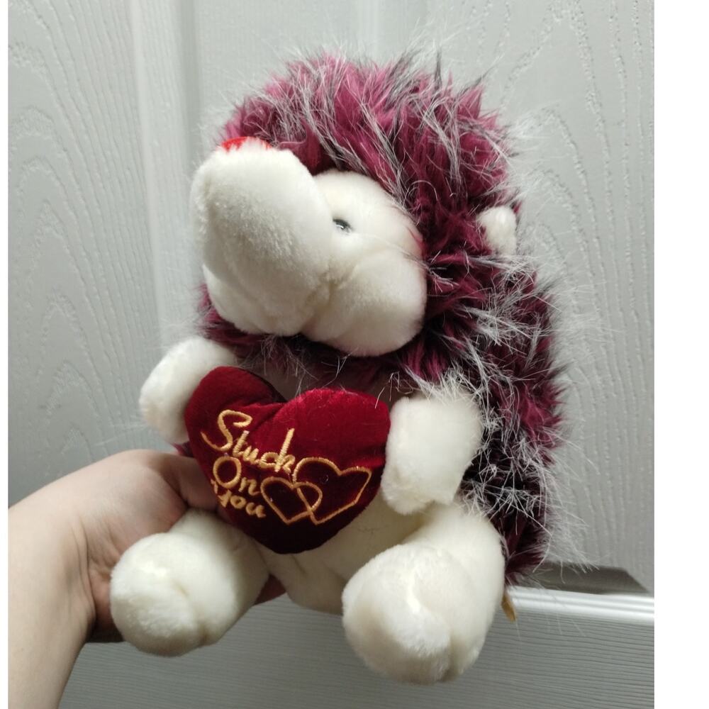 Dan Dee Collector's Choice Stuck on You Pink Hair Hedgehog Valentine Plush